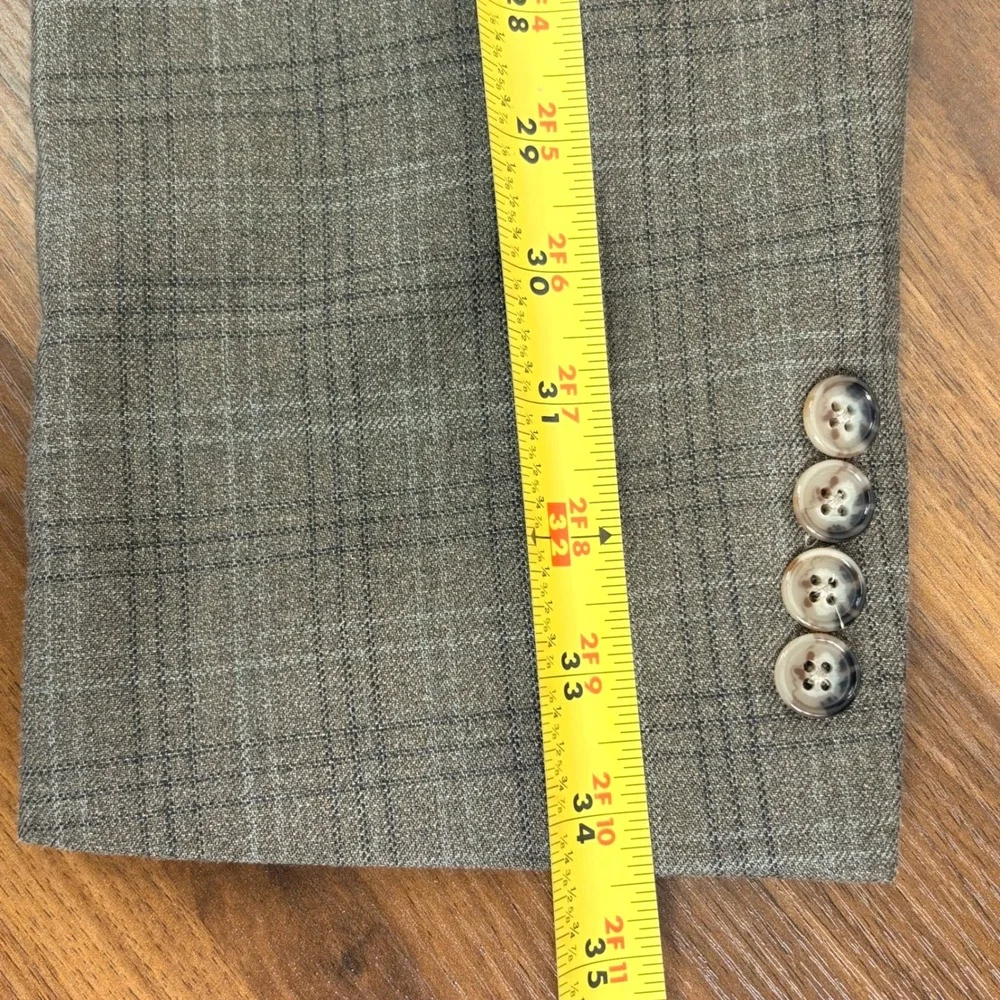LAUREN Ralph Lauren Men's 42R Beige‎ Plaid Silk Wool Blazer Sport Coat Jacket